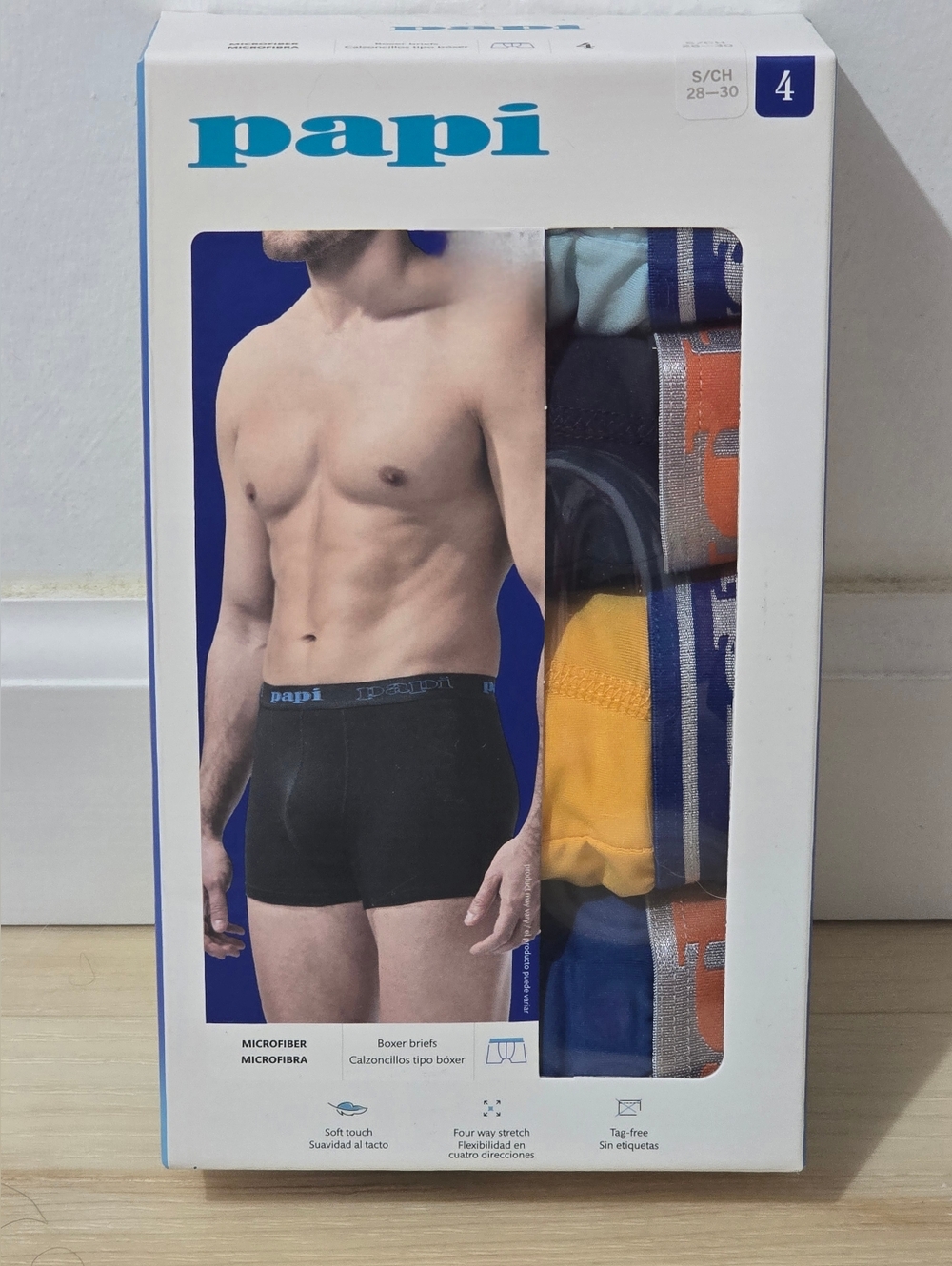 New Men's Papi 4 Pack Cotton Stretch Boxer Briefs Size Small 28-30